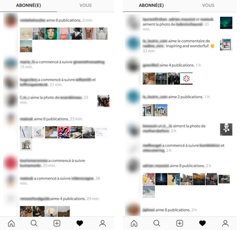 Instagram supprime onglet Abonné