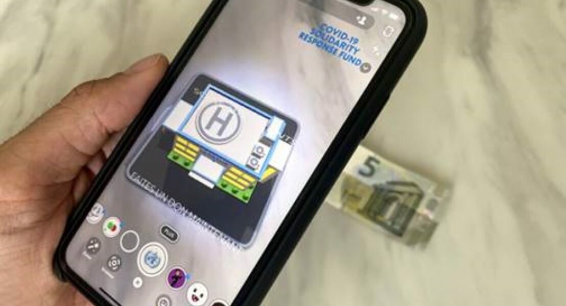 Snapchat lance une lense d’appel aux dons contre le coronavirus