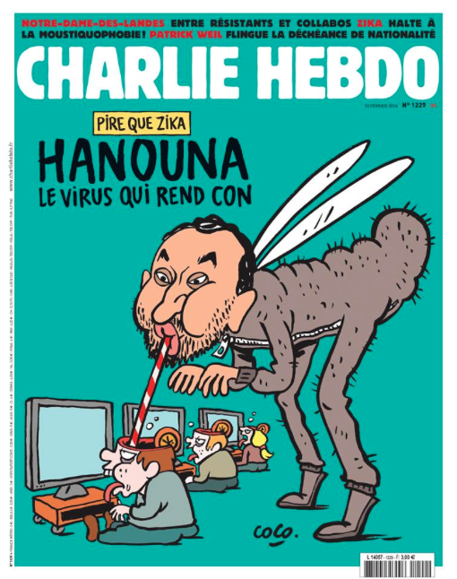La une de Charlie Hebdo - Cyril Hanouna émission "Touche pas à mon poste"
