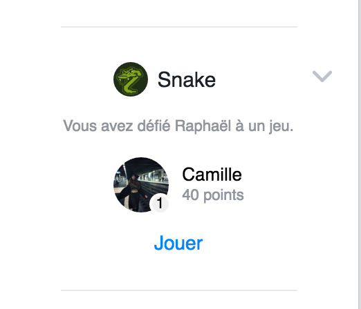 Snake sur Facebook Messenger