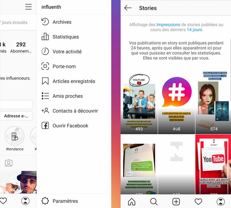 Consulter ses statistiques Insta Stories