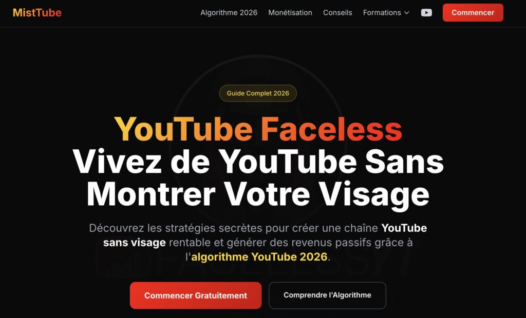 exemple d'une formation youtube faceless