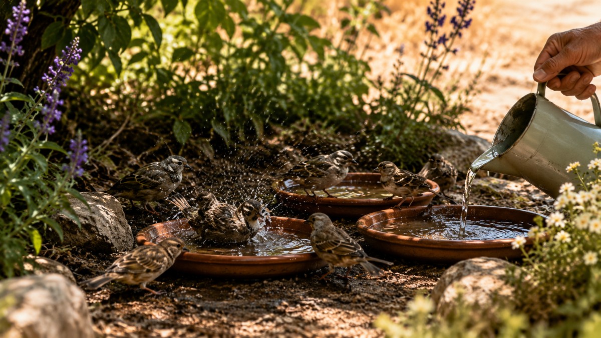 comment son jardin devient un refuge pour les oiseaux pendant les fortes chaleurs